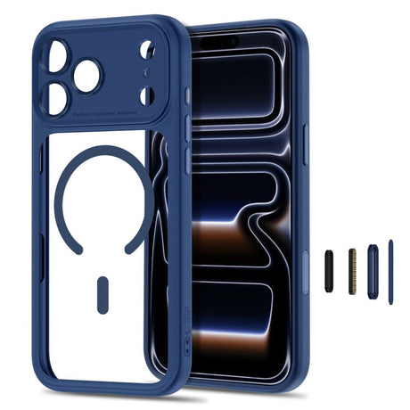 iPhone 18 Pro Max / 17 Pro Max Tech-Protect MagPeak Case - MagSafe Compatible - Dark Blue / Transparent