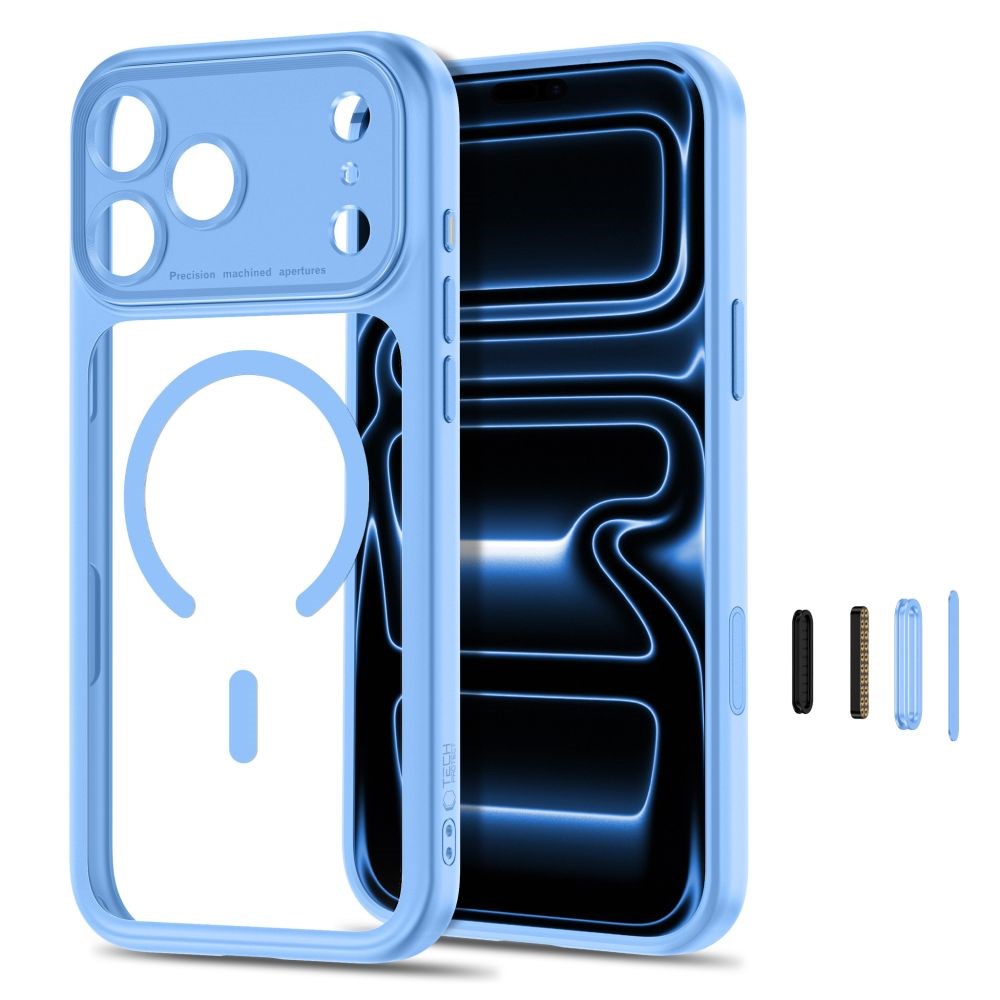 iPhone 18 Pro / 17 Pro Tech-Protect MagPeak Case - MagSafe Compatible - Light Blue / Transparent