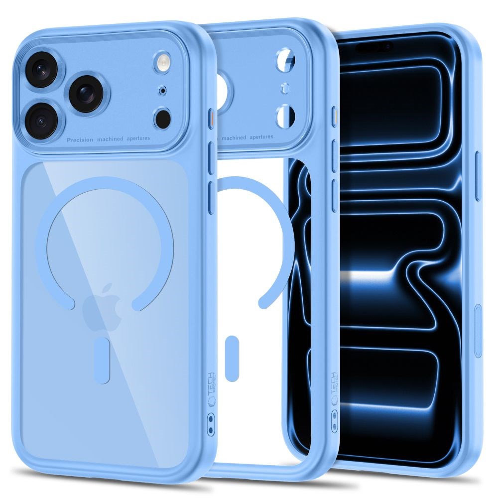 iPhone 18 Pro / 17 Pro Tech-Protect MagPeak Case - MagSafe Compatible - Light Blue / Transparent