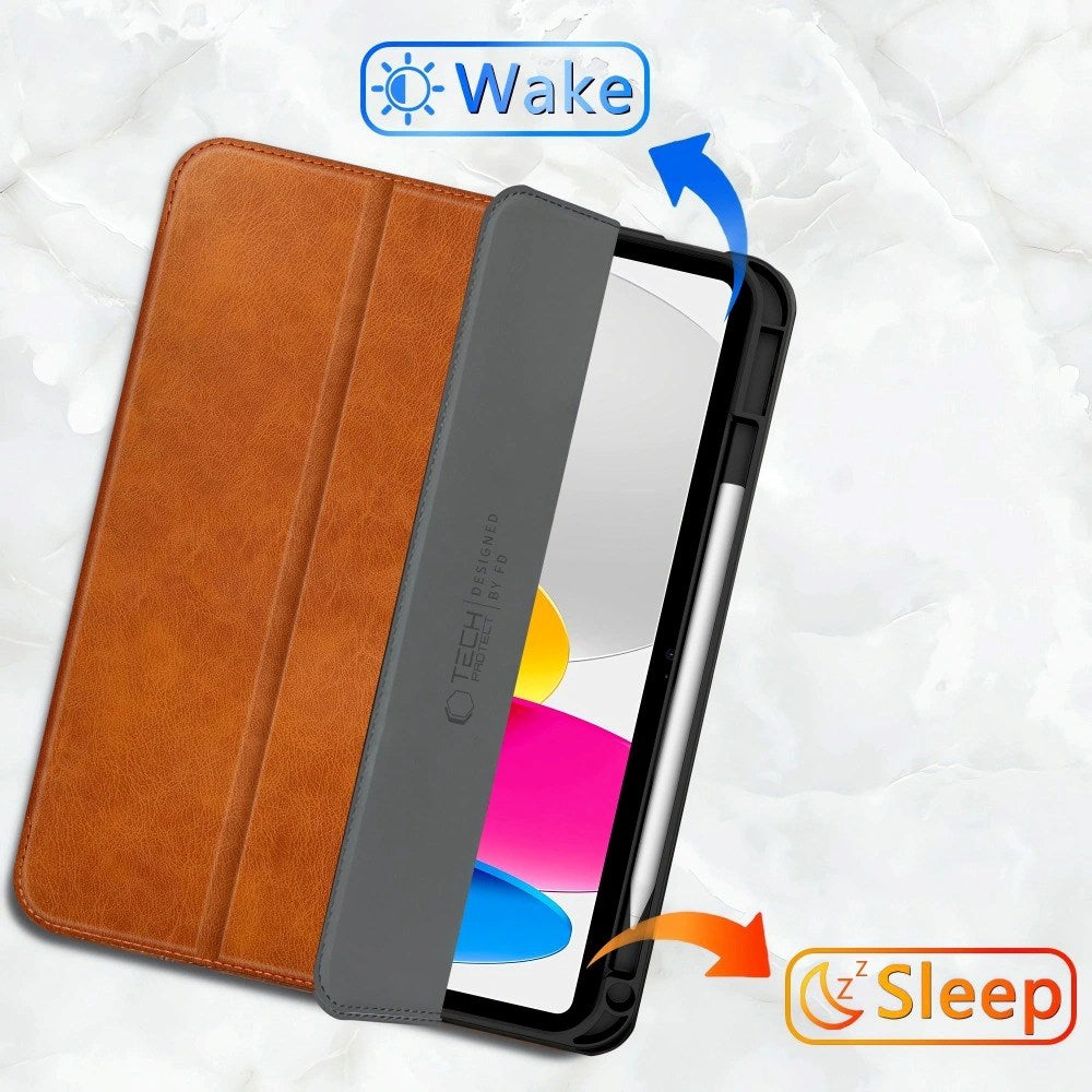 iPad 11" (2025) / 10.9" (2024 / 2022) Tech-Protect Fleece Flip Case - Brown