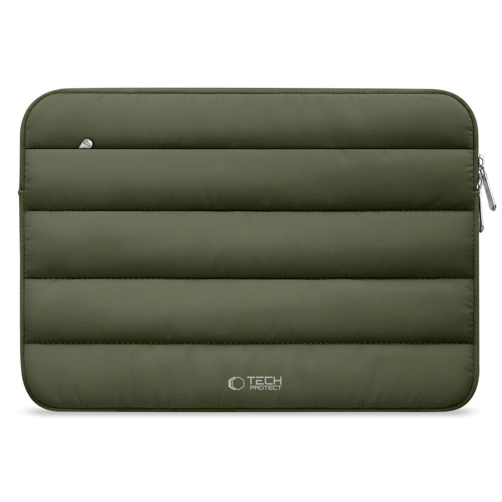 Tech-Protect Fluffy MacBook / Laptop 15-16" (27 x 38cm) Sleeve with Extra Zipper Pocket - Dark Green