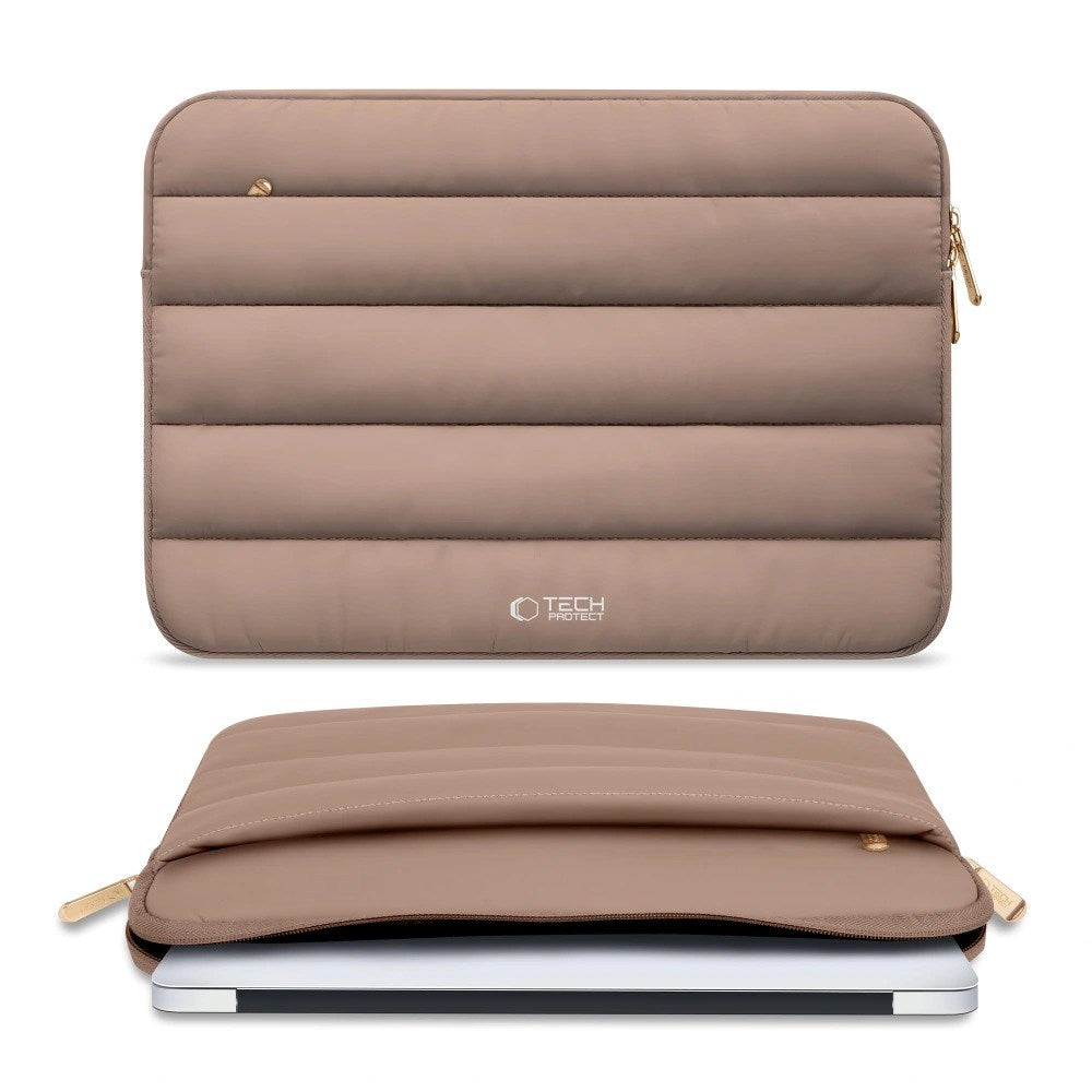 Tech-Protect Fluffy MacBook / Laptop 13-14" (25 x 35cm) Sleeve with Extra Zipper Pocket - Beige