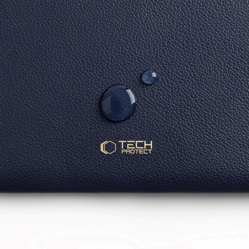 Tech-Protect MacBook / Laptop 15-16" Faux Leather Sleeve with Lined Inside - Navy Blue
