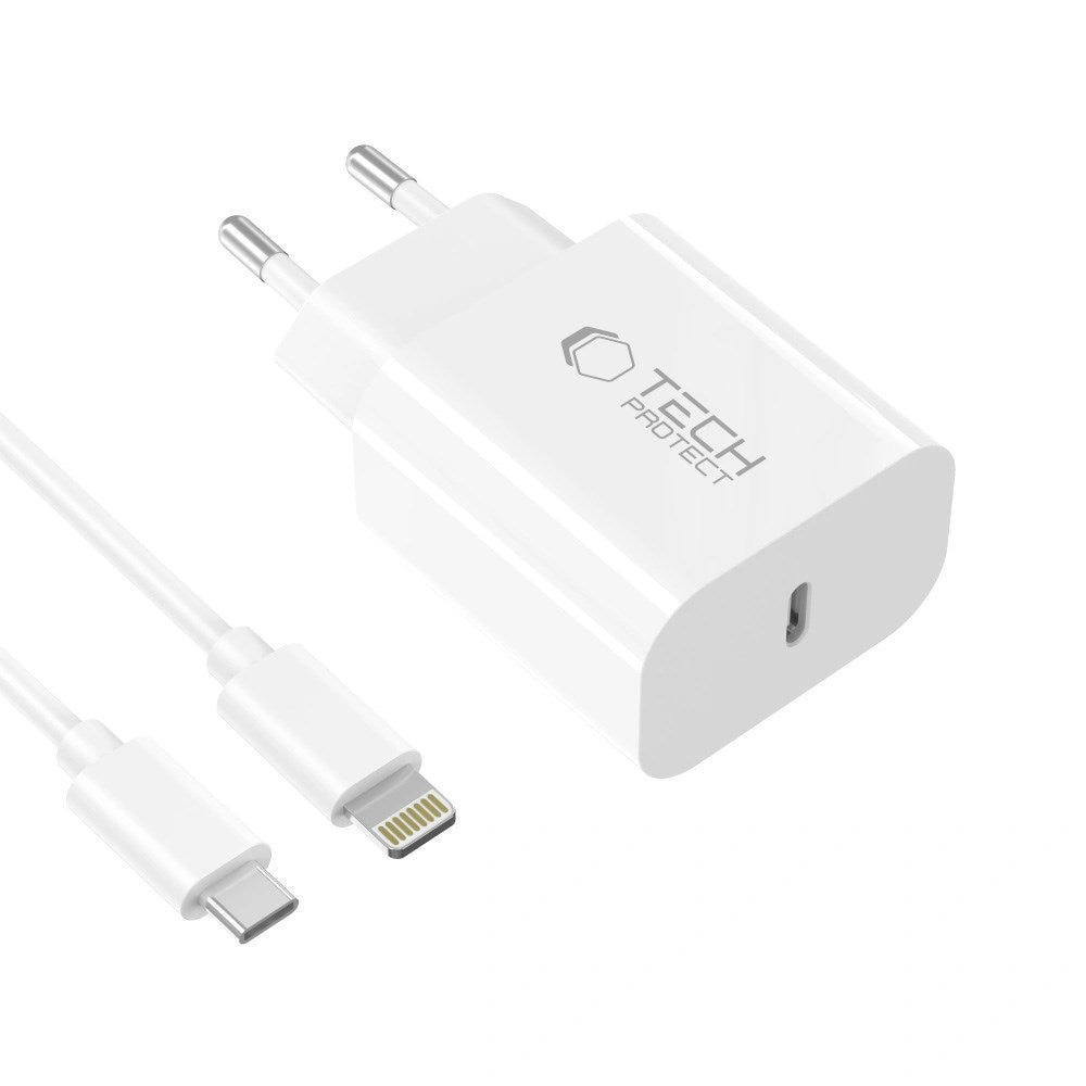 Tech-Protect 20W Wall Charger with 1 x Lightning Cable - White