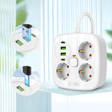 Tech-Protect Multifunctional Power Strip with 3 x Outlets / 2 x USB-A / 2 x USB-C - 2m - White
