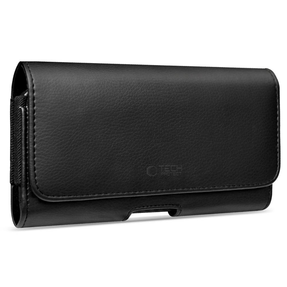 Tech-Protect Universal Faux Leather Phone Pouch - Dimensions (17.5 x 9 x 2.8 cm) - Black