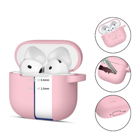 Tech-Protect Apple AirPods 4 Silicone Case with Carabiner Hook - Pink