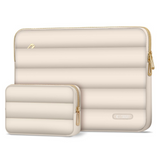 Tech-Protect Puffy MacBook / Laptop 13-14" Sleeve with Small Bag - Beige