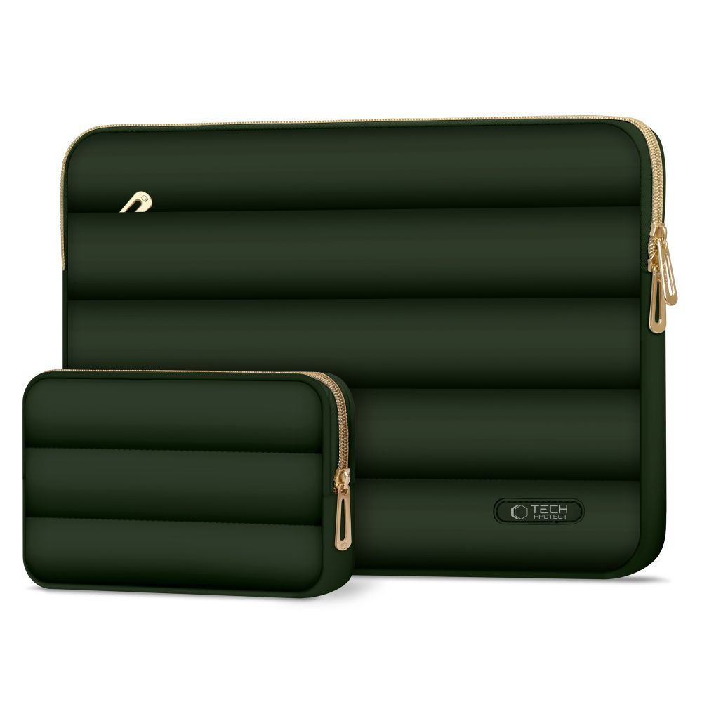 Tech-Protect Puffy MacBook / Laptop 15-16" Sleeve with Small Bag - Green