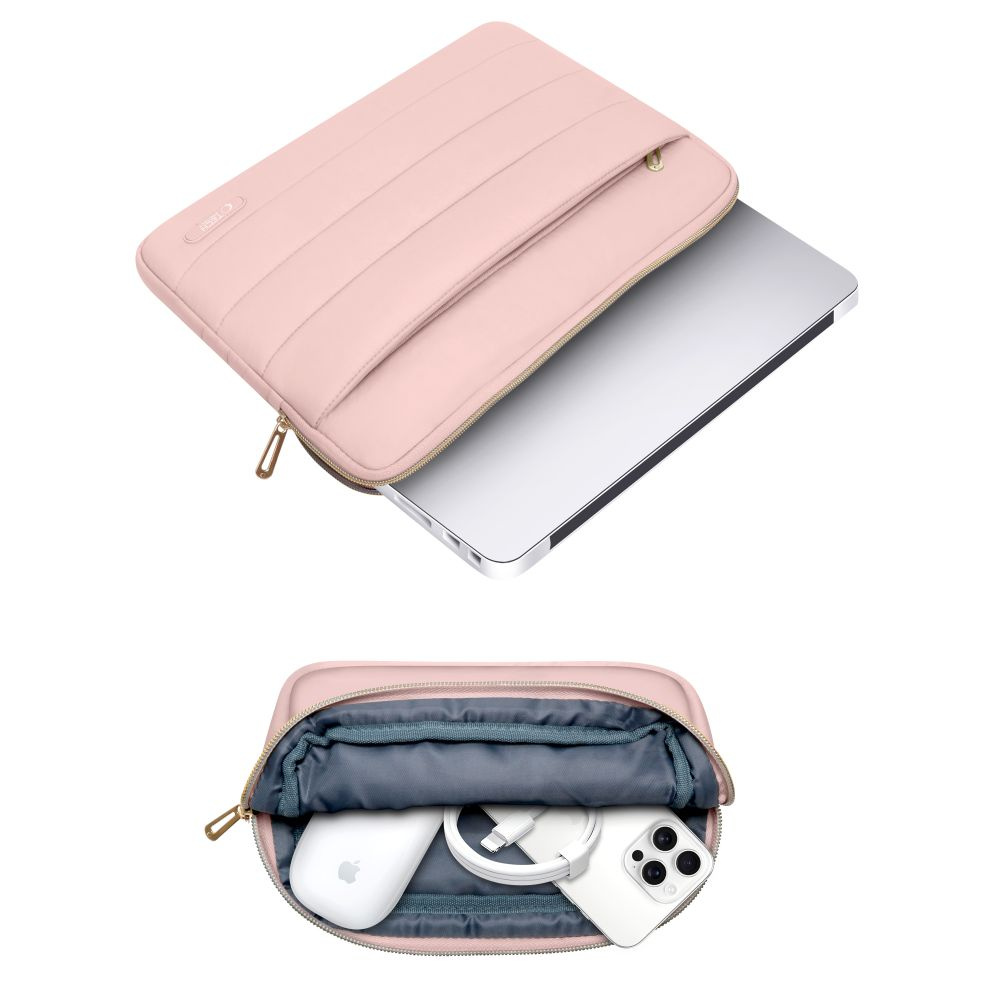 Tech-Protect Puffy MacBook / Laptop 15-16" Sleeve with Small Bag - Pink