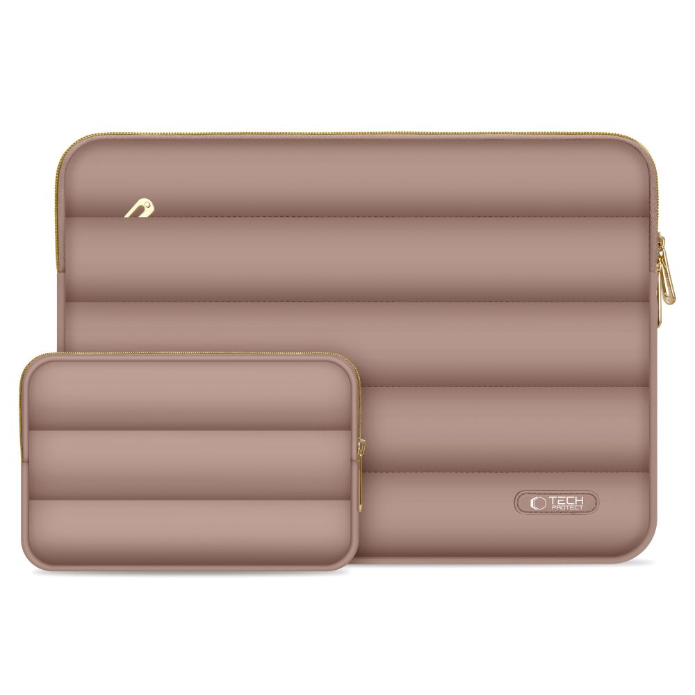 Tech-Protect Puffy MacBook / Laptop 13-14" Sleeve with Small Bag - Brown