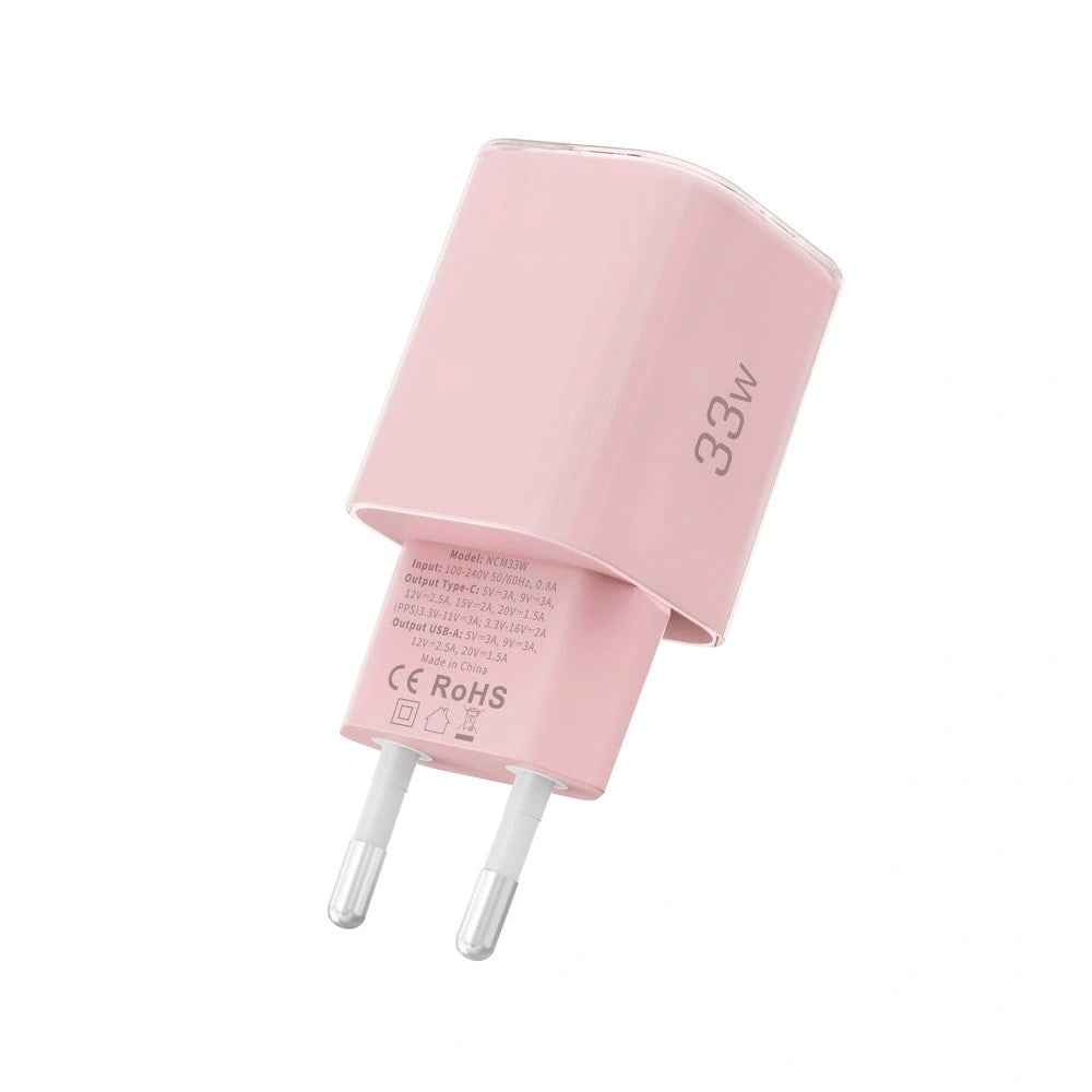 Tech-Protect 33W Wall Charger with 1x USB-A & 1x USB-C - Pink