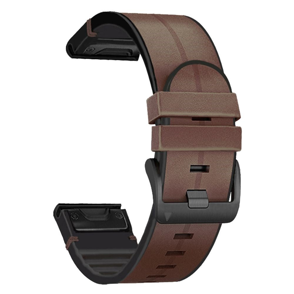 Universal Garmin 26mm QuickFit Strap Tech-Protect Leatherette Coated Silicone Strap - Brown