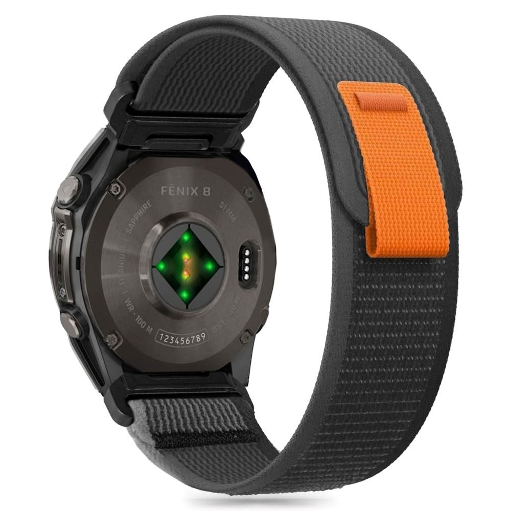 Universal Garmin 26mm QuickFit Tech-Protect Nylon Strap - Black / Orange