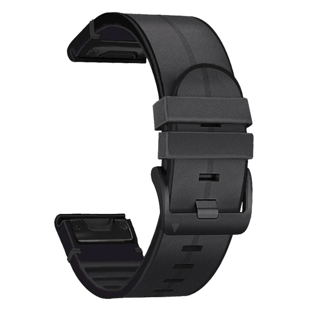 Universal Garmin 22mm QuickFit Strap Tech-Protect Leatherette Coated Silicone Strap - Black