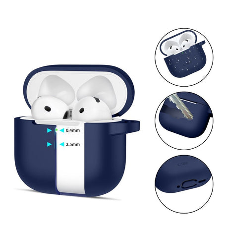 Tech-Protect Apple AirPods 4 Silicone Case with Carabiner Hook - Blue