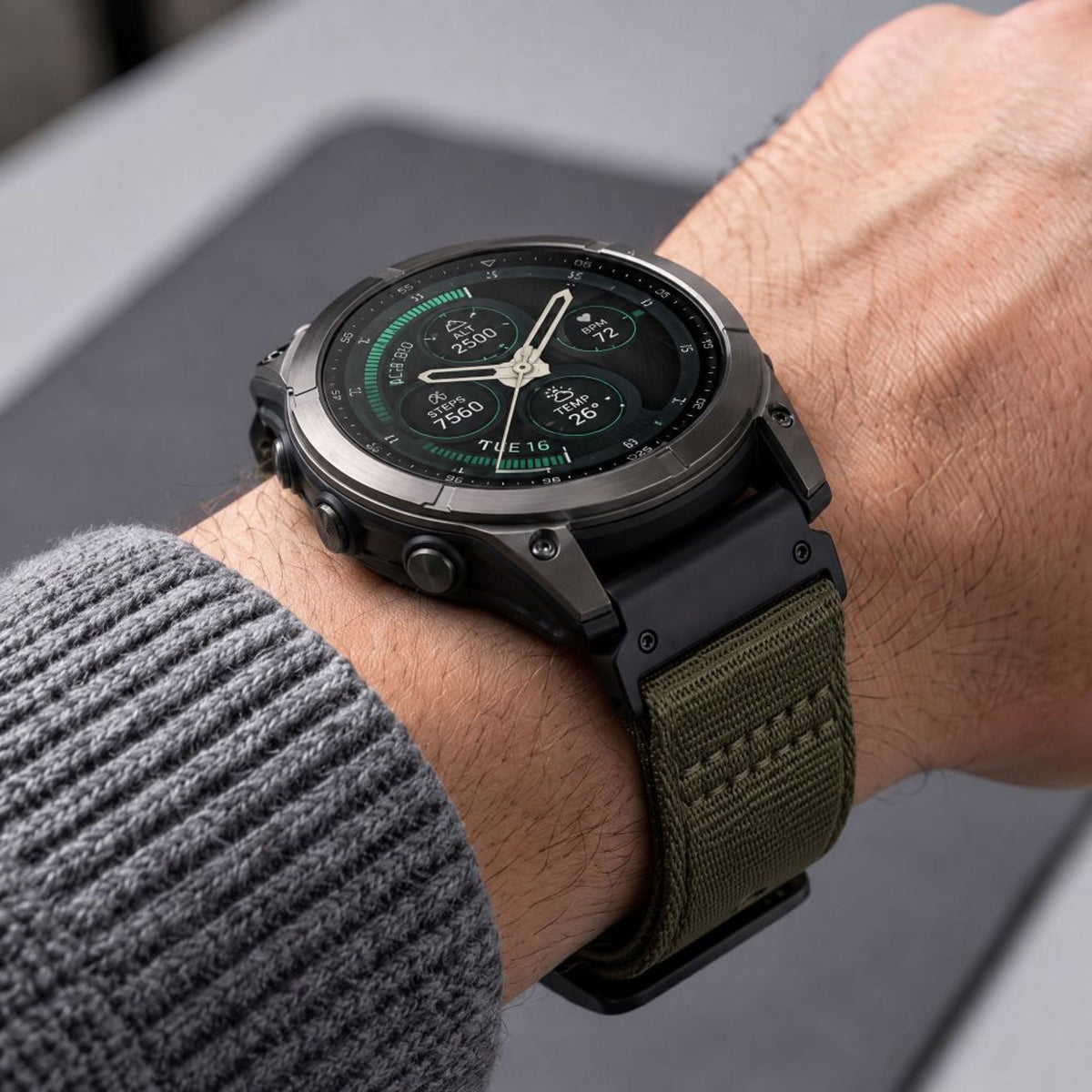 Universal Garmin 22mm QuickFit Tech-Protect Classic Nylon Strap - Green