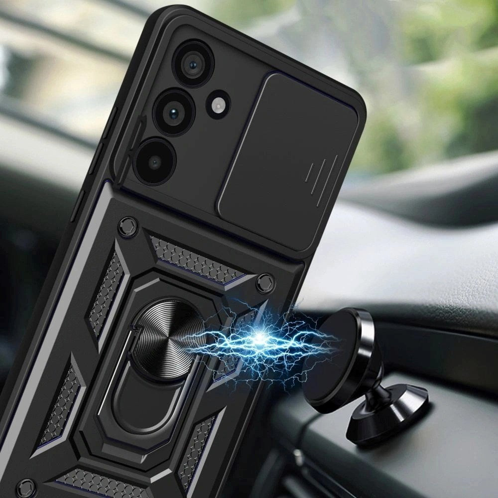 Samsung Galaxy A57 Tech-Protect Camshield Case with Magnetic Ring & Stand Function - Black