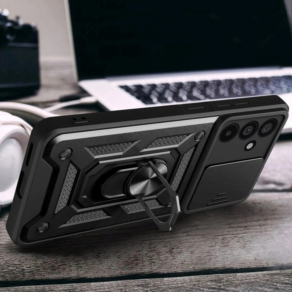 Samsung Galaxy A57 Tech-Protect Camshield Case with Magnetic Ring & Stand Function - Black