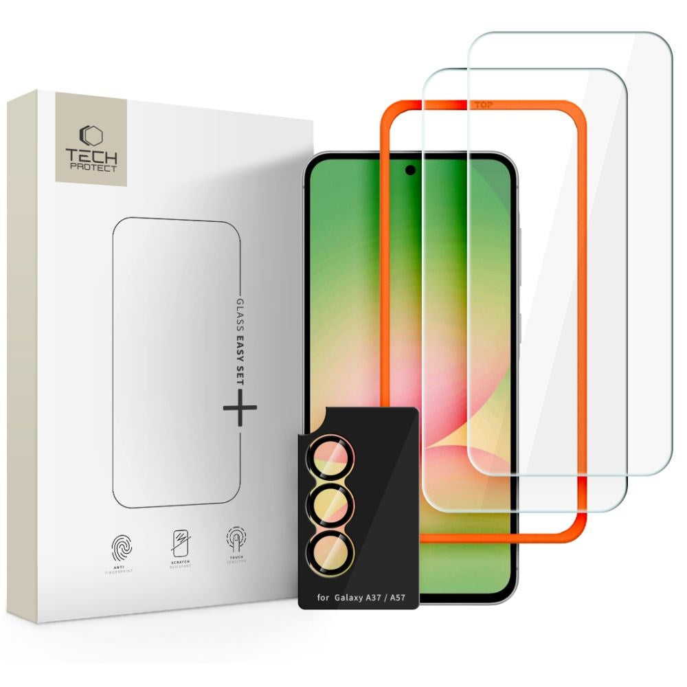 Samsung Galaxy A37 Tech-Protect Easy Set+ Protection Set with Screen Protection Glass & Camera Lens Protection Glass - Transparent