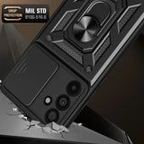 Samsung Galaxy A37 Tech-Protect Camshield Case with Magnetic Ring & Stand Function - Black