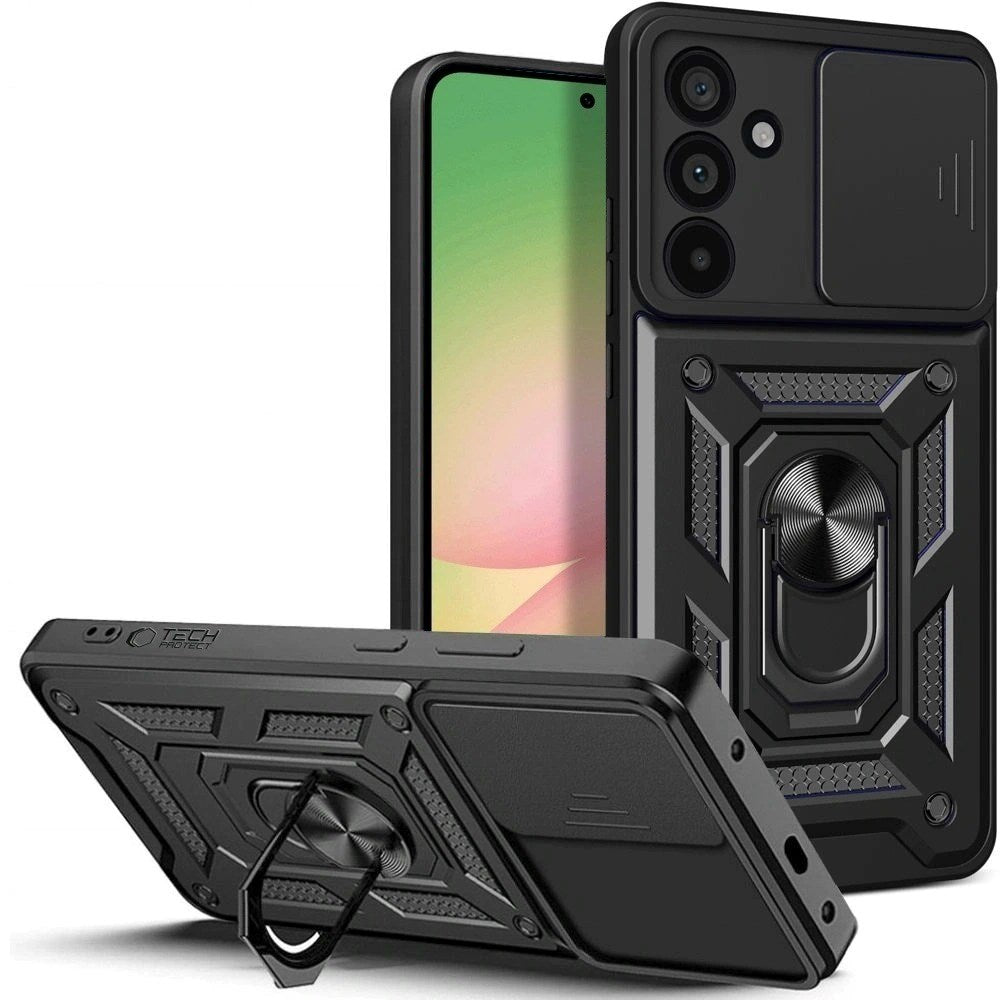 Samsung Galaxy A37 Tech-Protect Camshield Case with Magnetic Ring & Stand Function - Black