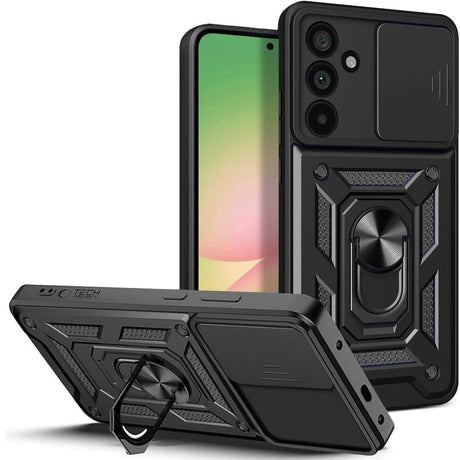 Samsung Galaxy A37 Tech-Protect Camshield Case with Magnetic Ring & Stand Function - Black