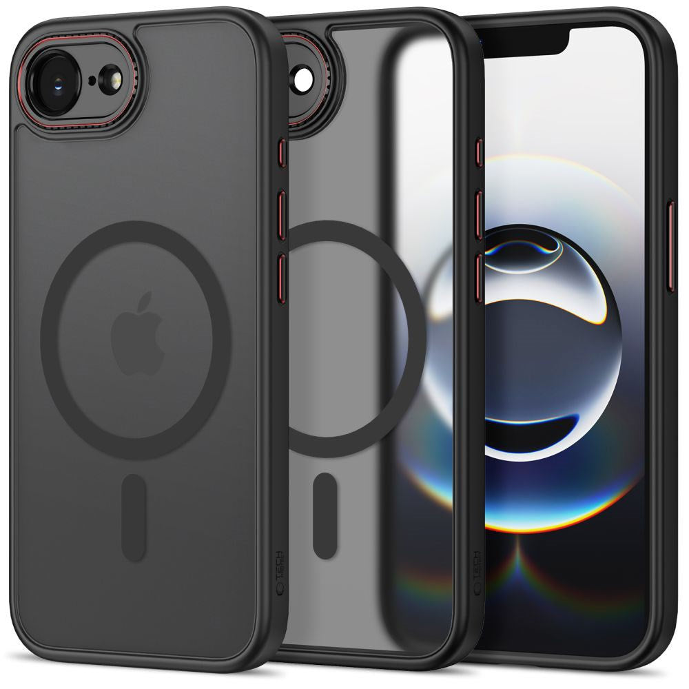 iPhone 17e / 16e Tech-Protect MagCam Case - MagSafe Compatible - Transparent /Matte Black