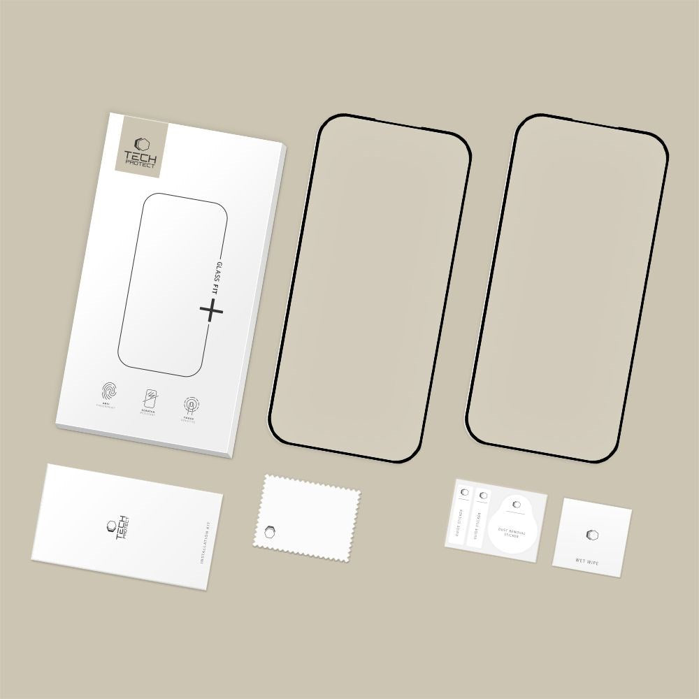 Google Pixel 10a / 9a Tech-Protect Glass Fit+ Tempered Screen Protector Glass - 2 pcs - Transparent / Black Edge