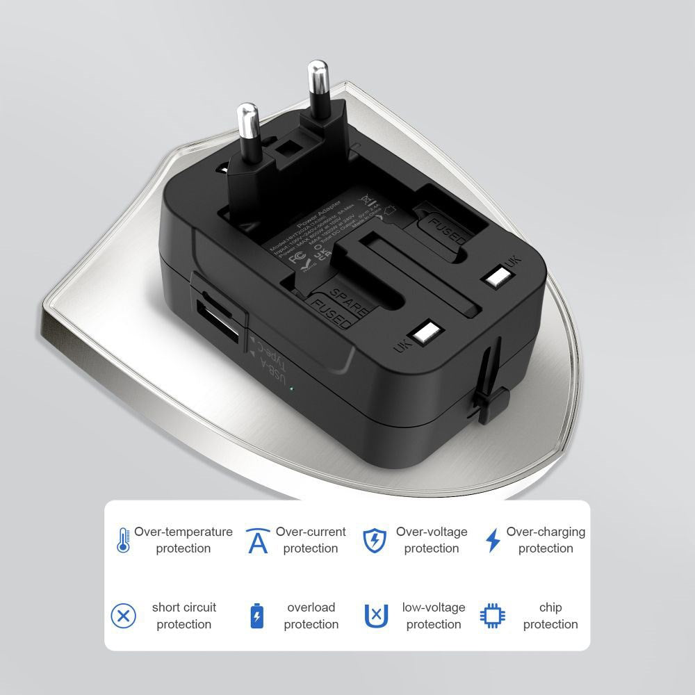 Tech-Protect TA300 Travel Adapter - EU / UK / US / AU - Black