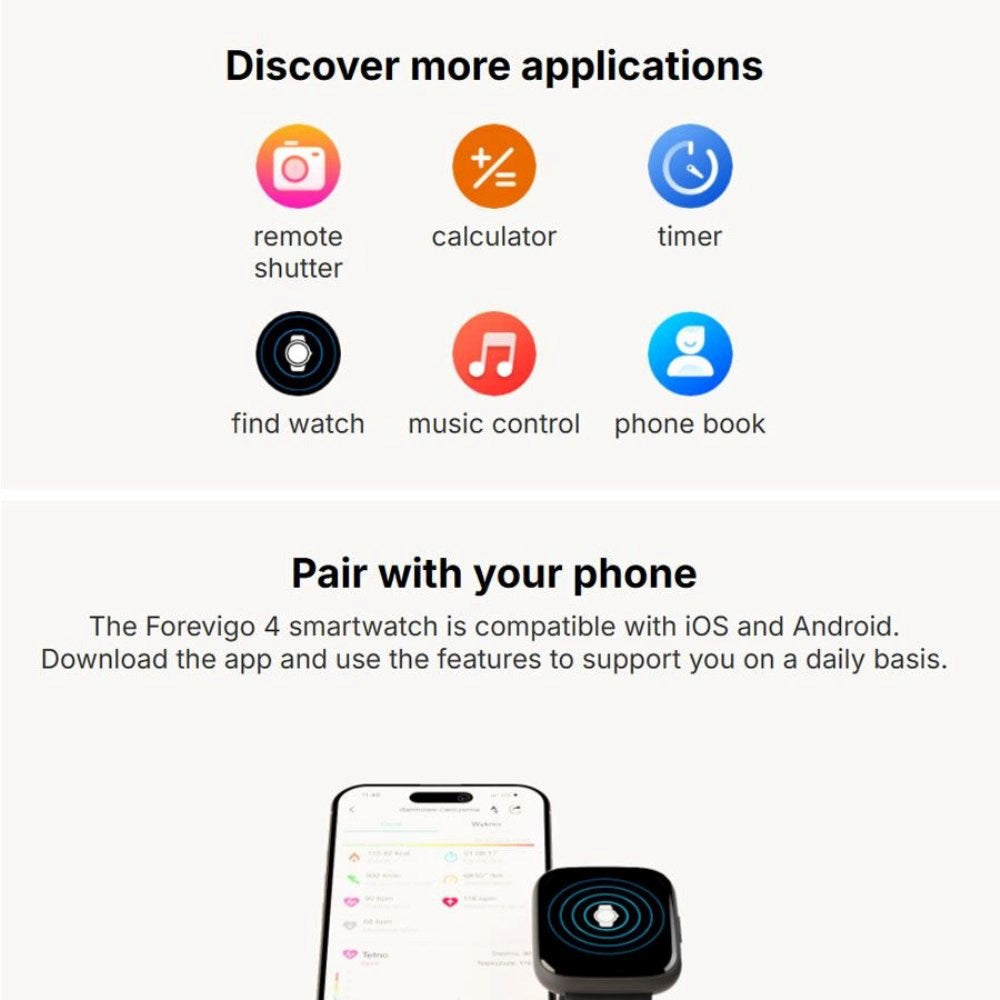 Forever ForeVigo 4 SW-330 Smartwatch with Bluetooth & Health Tracker - Rose Gold