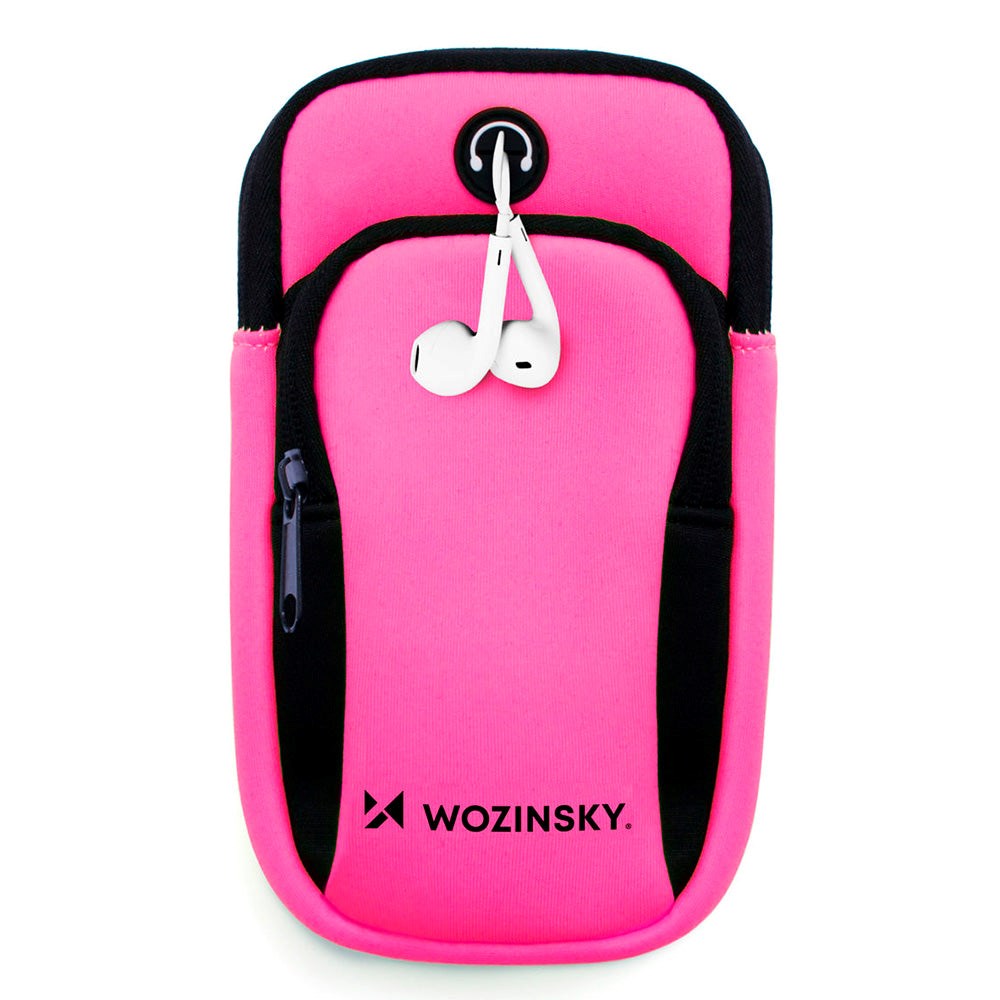 Wozinsky Running Armband with 2 Pockets Pink / Black (Max. Mobile 170 x 80 mm)