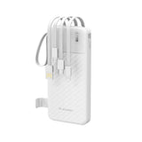 Wozinsky 10,000mAh Powerbank with Flashlight & 4 x Built-in Cables - White