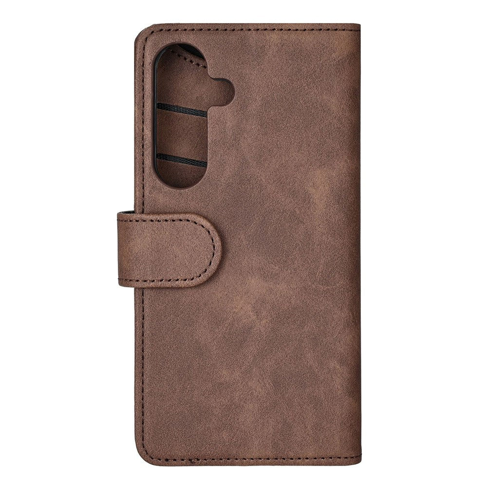 Samsung Galaxy S25 GEAR Classic Flip Case Faux Leather with Card Holder - Brown