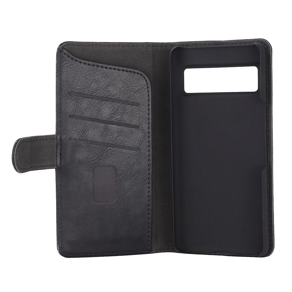 Google Pixel 7 GEAR Wallet - Leather Flip Case with Wallet for 3 Cards - Black