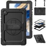 Samsung Galaxy Tab A8 10.5" (2021) Tech-Protect Solid360 Tough Case w. Protective Film, Hand Holder & Shoulder Strap - Black