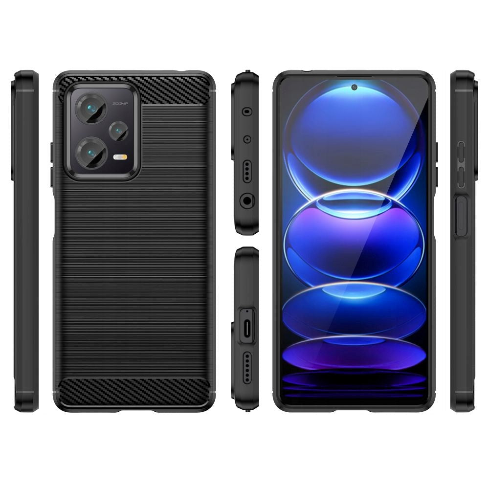 Xiaomi Redmi Note 12 (5G) / Poco X5 (5G) Tech-Protect Flexible Plastic Carbon Case - Black