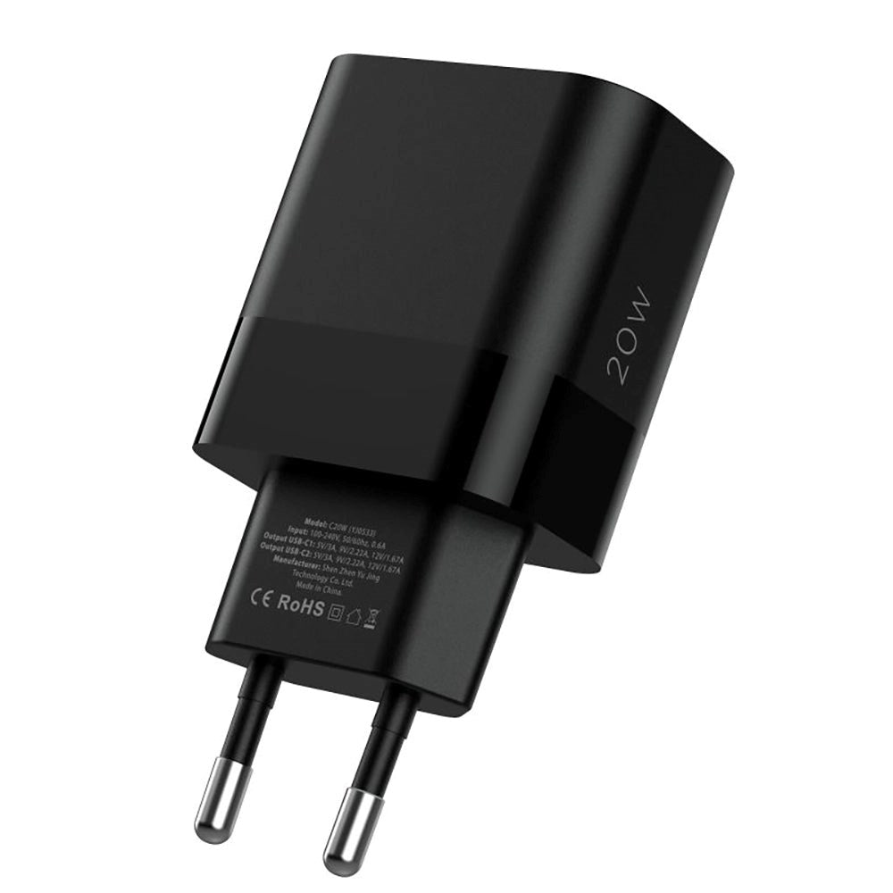 Tech-Protect Network 20W Wall Charger w. 2 x USB-C - Black