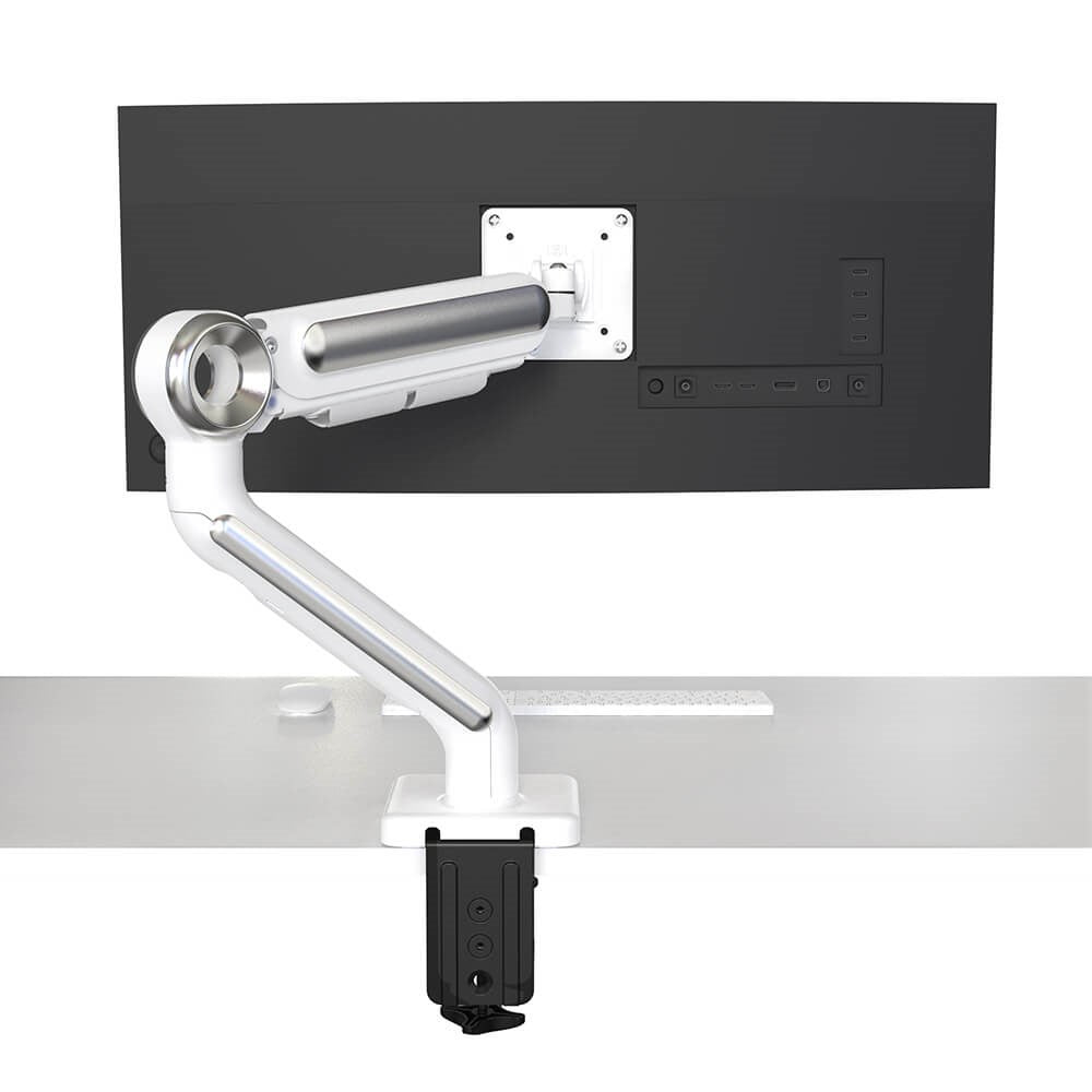 Desire2 Monitor Table Mount w. Screw clamp for 1 Monitor 13" - 35" - (VESA 75 & 100) - White