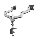 Desire2 Monitor Table Bracket w. Screw Clamp for 2 Monitors 15" - 32" - (VESA 75 & 100) - Silver / Black