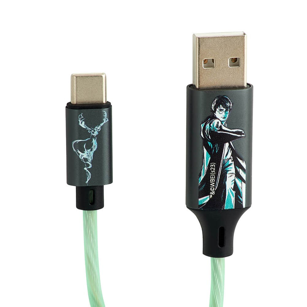 Harry Potter Light Up USB-A to USB-C Cable 1.2 Meter - Black / Green