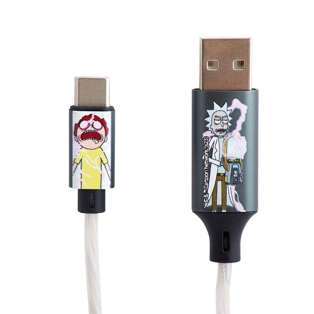 Rick & Morty Light Up USB-A to USB-C Cable 1.2 Meter - Black / Multi