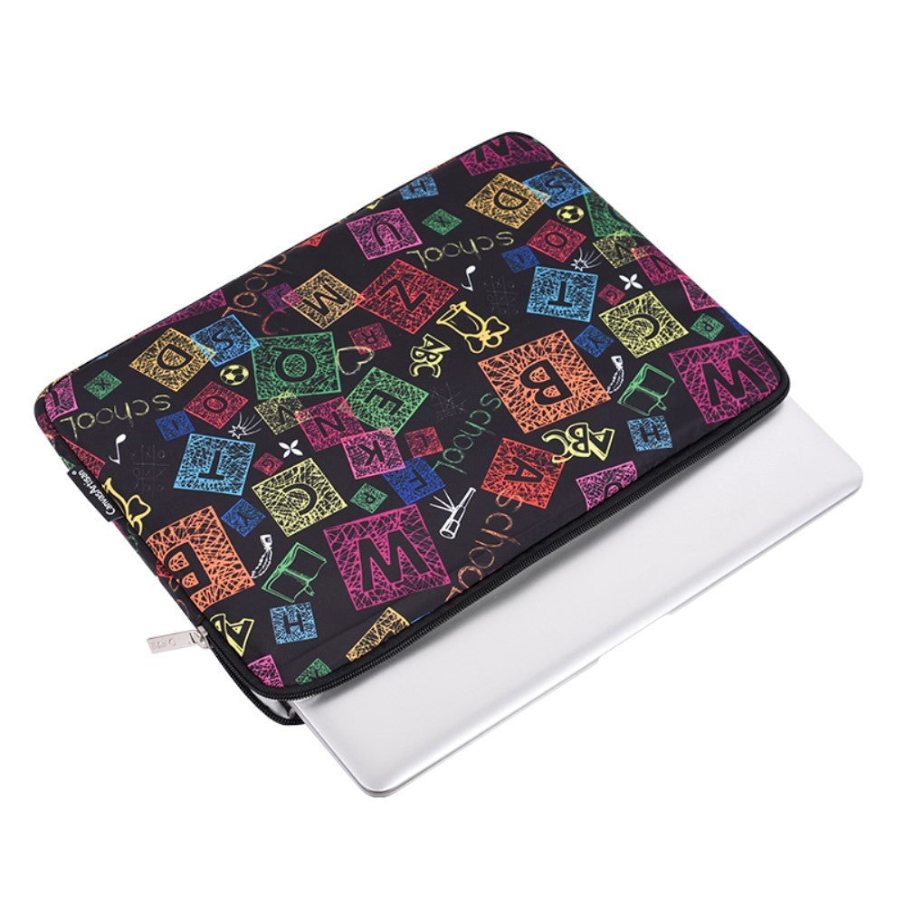 CanvasArtisan Sleeve for Laptop PC / MacBook 15" with letters - (39 x 28 x 2 cm) - Black / Multi