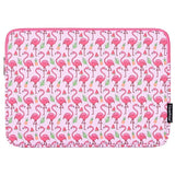 CanvasArtisan Leather Sleeve with Flamingo Motif for Laptop PC / Macbook 14" - (37 x 26.5 x 2 cm) - Pink