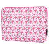 CanvasArtisan Leather Sleeve with Flamingo Motif for Laptop PC / Macbook 14" - (37 x 26.5 x 2 cm) - Pink