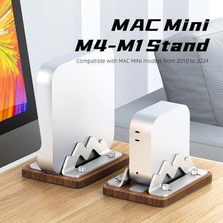 Adjustable Wooden PC Stand for Mac Mini M4 / M3 / M2 / M1