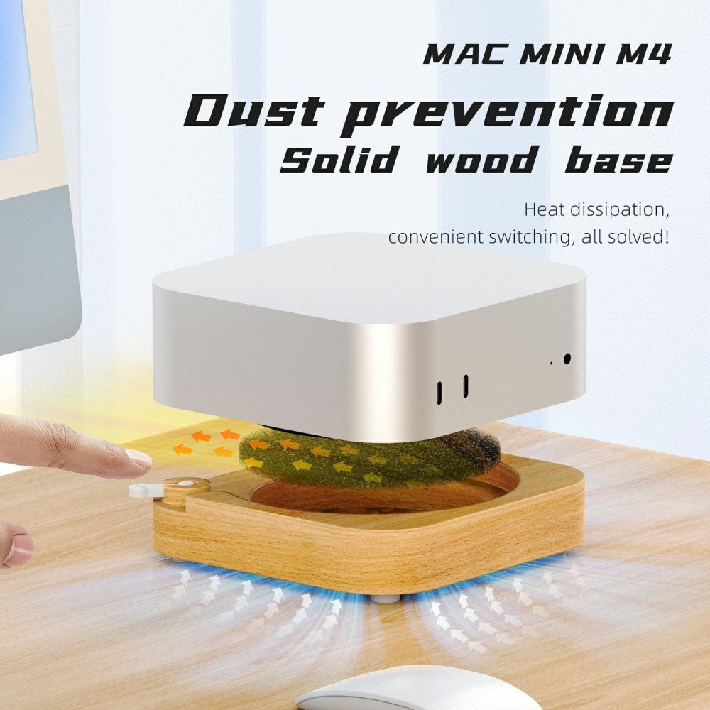 Mac Mini M4 / M4 Pro Wooden Stand – Dust Protection, Cooling & Elegant Design
