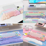 Keyboard Wrist Rest with. Clouds and Rainbow Design - Pink