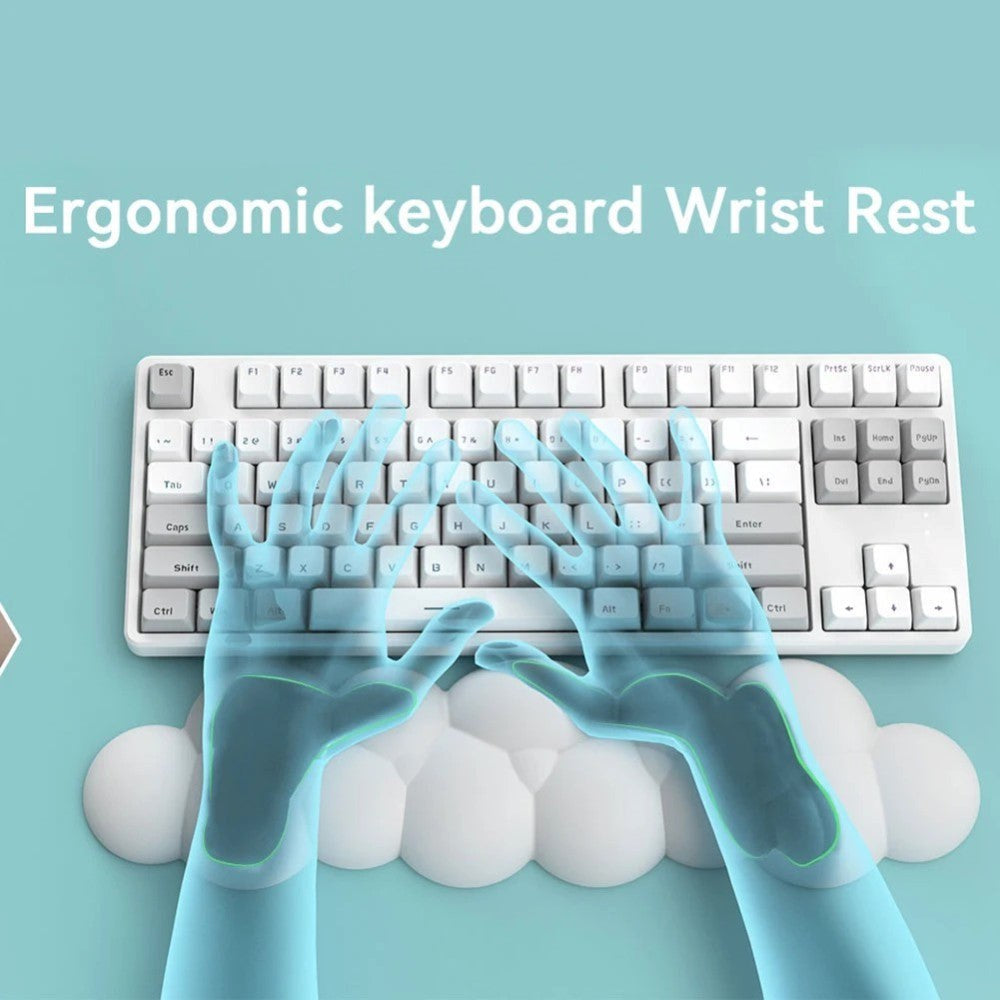 Keyboard Wrist Rest with Cloud Design - White / Blue