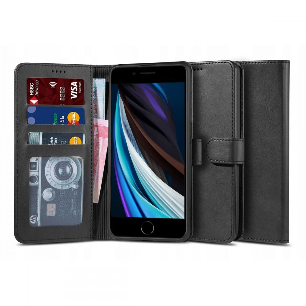 iPhone SE (2022 / 2020) / 8 / 7 Tech-Protect Eco Leather Wallet Case - Black